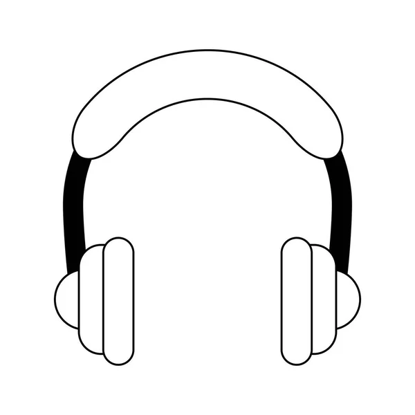 Appareil de heaphones de musique isolé en noir et blanc — Image vectorielle