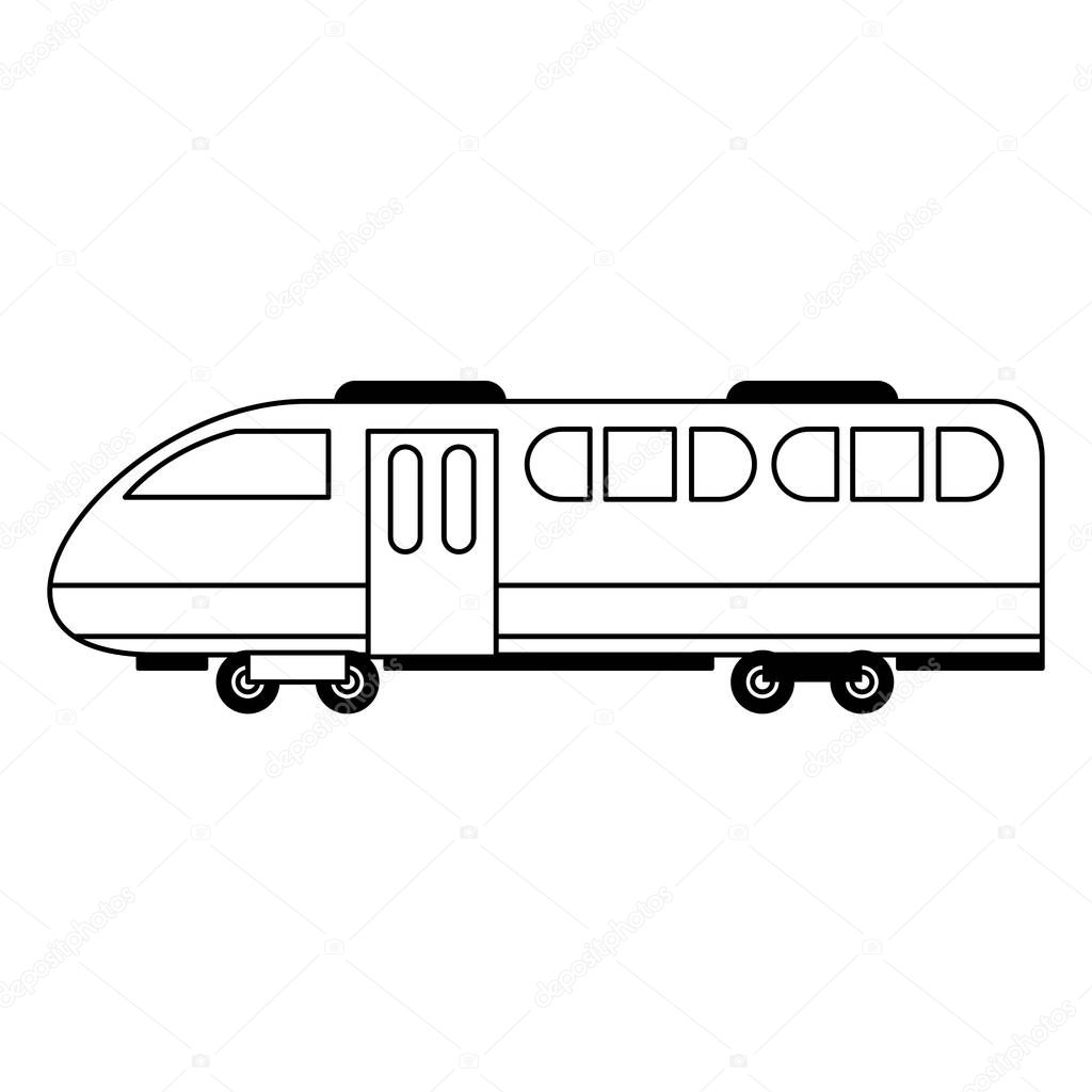Train vehicle isolated black and white