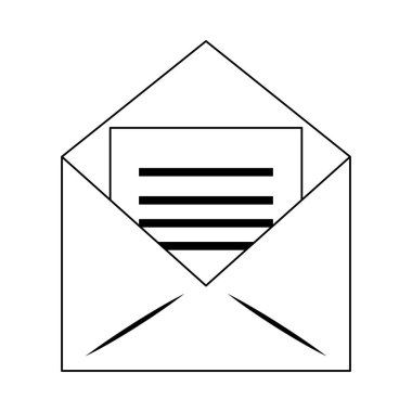 Siyah ve beyaz harf sembollü zarf