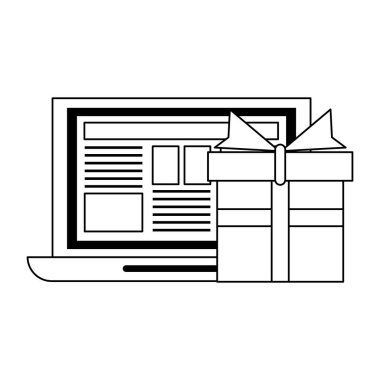 Online alışveriş ve ödeme siyah beyaz