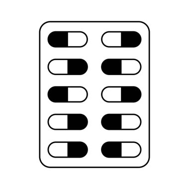 Tıbbi haplar tablet ilaç siyah ve beyaz izole