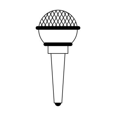 Siyah beyaz izole edilmiş modern mikrofon cihazı