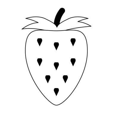 Çilek meyve izole siyah ve beyaz