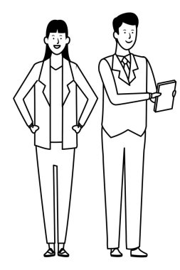 iş çift avatar çizgi film karakteri siyah ve beyaz