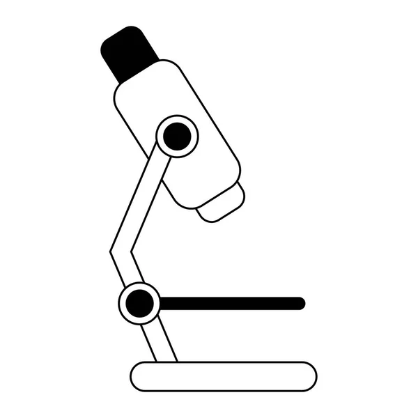 Microscópio ferramenta científica isolada em preto e branco —  Vetores de Stock