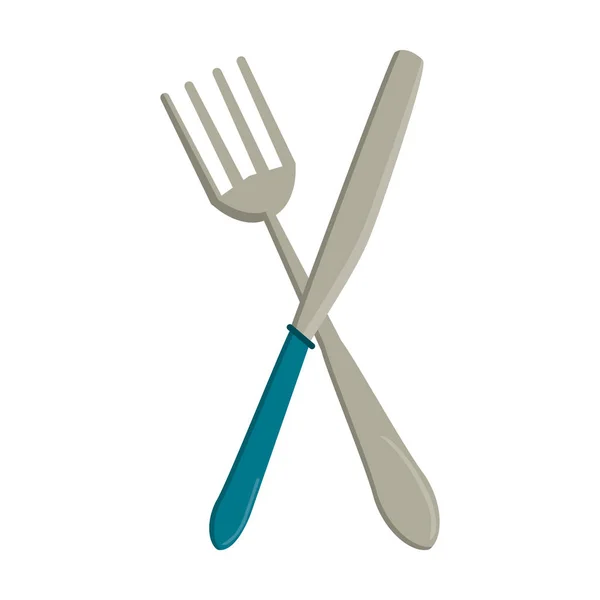 Cutlery fork and knife crossed symbol — Stock Vector