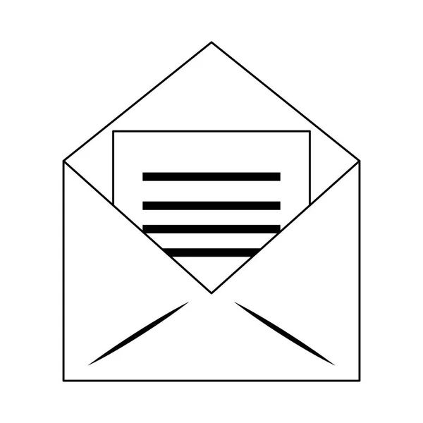 Envelope com símbolo de letra em preto e branco — Vetor de Stock