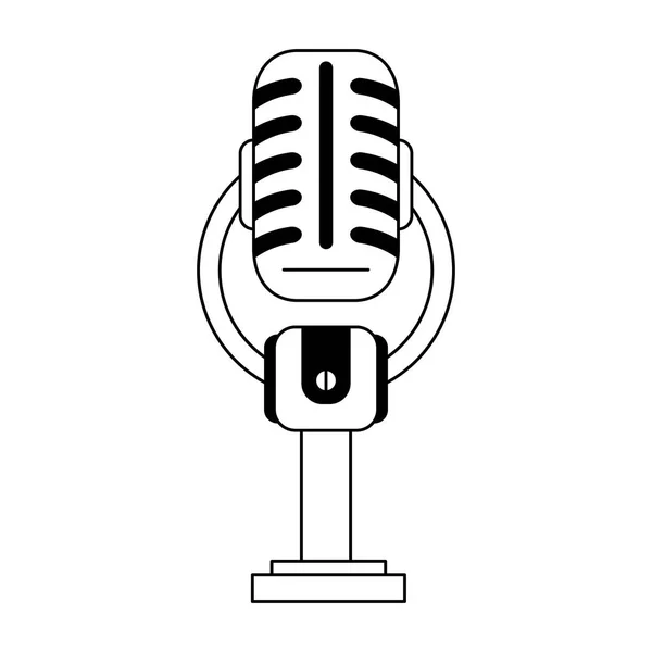 Microphone rétro isolé en noir et blanc — Image vectorielle