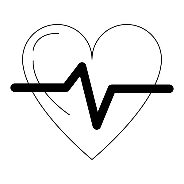 Heart Pulse Health Isolated black and white — Stock Vector