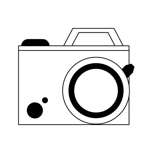 Symbole de caméra photographique isolé en noir et blanc — Image vectorielle