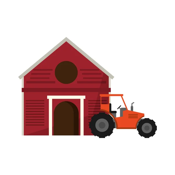 Ferme et véhicule tracteur isolés — Image vectorielle