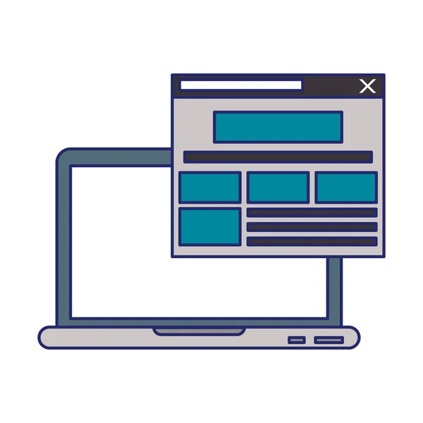 Sitio web del ordenador portátil de navegación líneas azules aisladas — Vector de stock