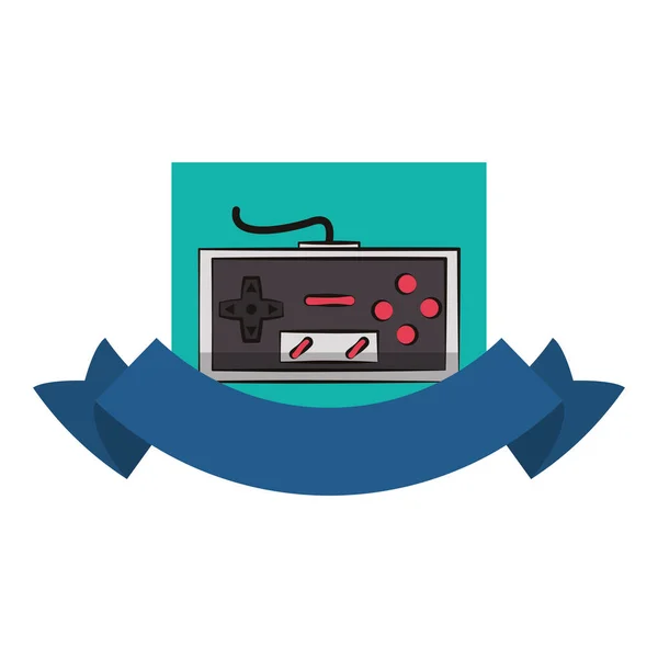 Retro console gamepad emblema — Vetor de Stock