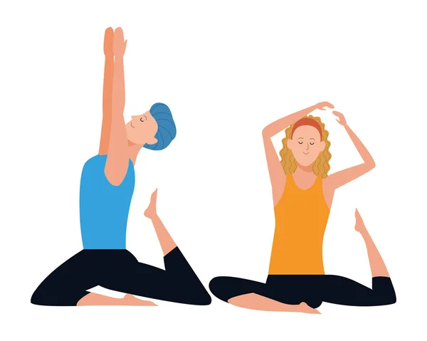 Couple yoga poses — Stock Vector