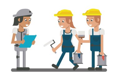 Constuction workers geometrik karikatürler