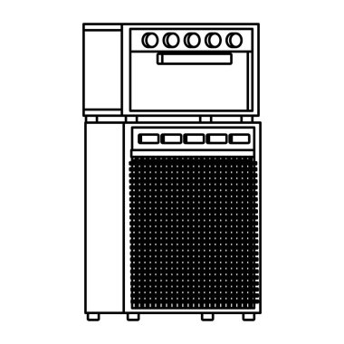 amplifikatör ekipman simgesi siyah beyaz