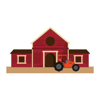 Çiftlik ve traktör araç izole