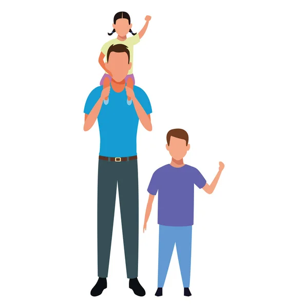 Hombre con hijos — Vector de stock