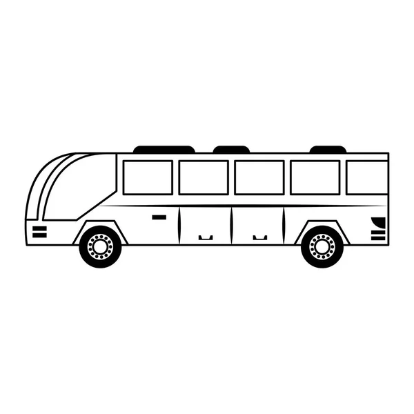 Public bus vehicle sideview black and white — Stock Vector