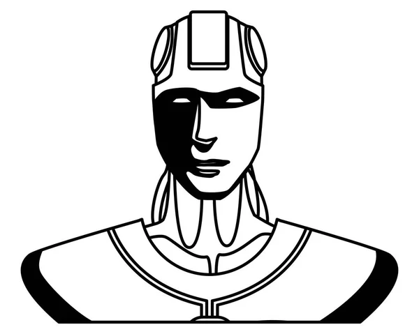 Humanoid robot avatar black and white — Stock Vector