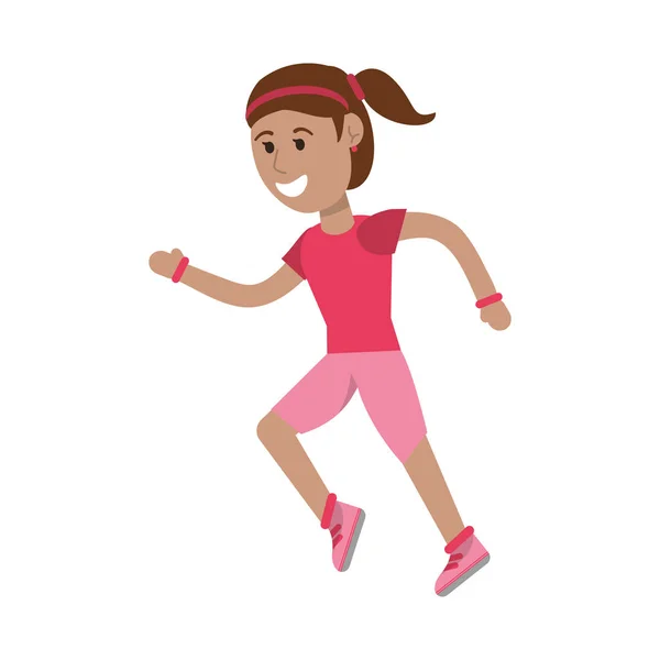 Atleet vrouw Running cartoon geïsoleerd — Stockvector