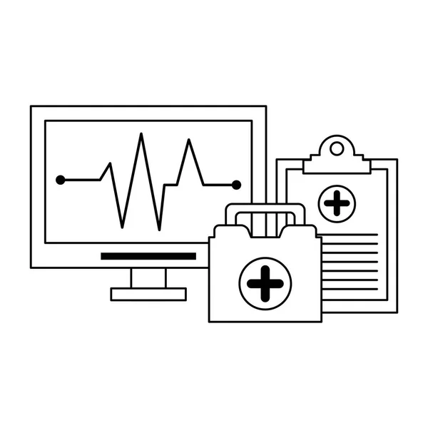 Medisinsk utstyr i svart-hvitt – stockvektor