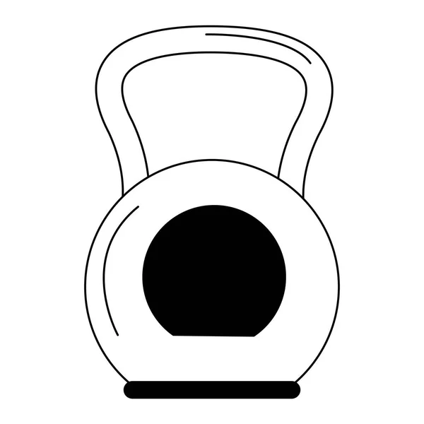 Équipement de gymnastique kettlebell isolé noir et blanc — Image vectorielle