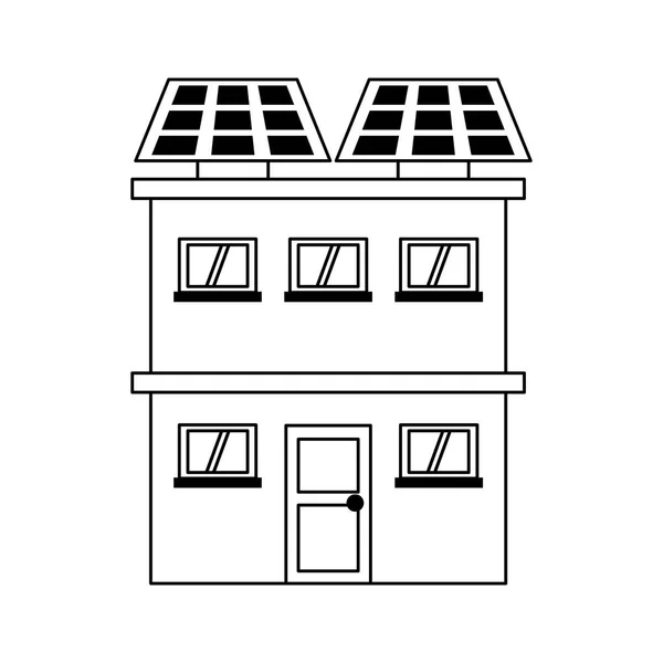 Pannello solare su edificio urbano — Vettoriale Stock