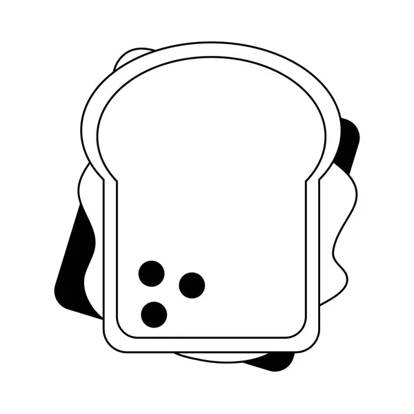 Сэндвич здоровой пищи вид символа черный и белый — стоковый вектор