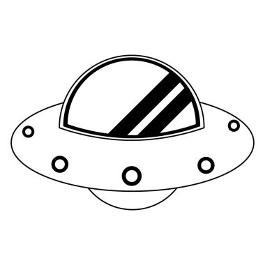 Siyah beyaz Ufo uzaylı uzay gemisi karikatür