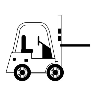 Forklift kargo araç sideview siyah beyaz