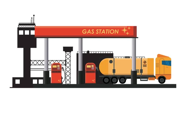 Čerpací stanice pohonných hmot — Stockový vektor