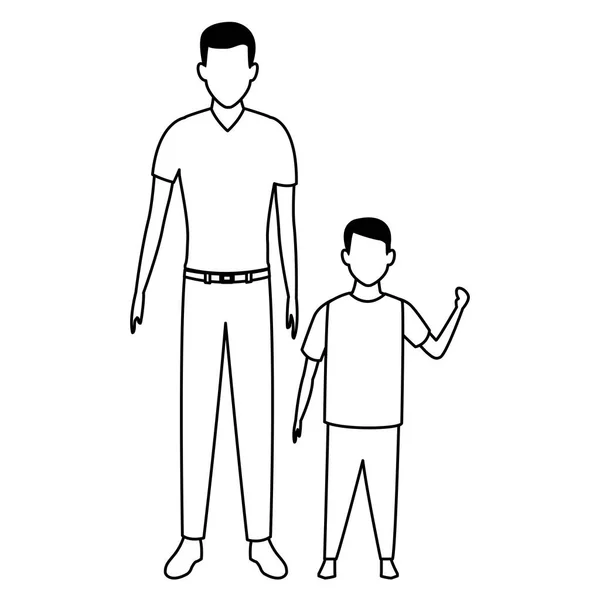Чоловік і дитина чорно-білий — стоковий вектор