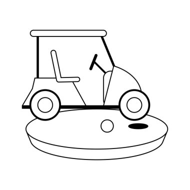 Siyah beyaz kamp oynarken Golf arabası