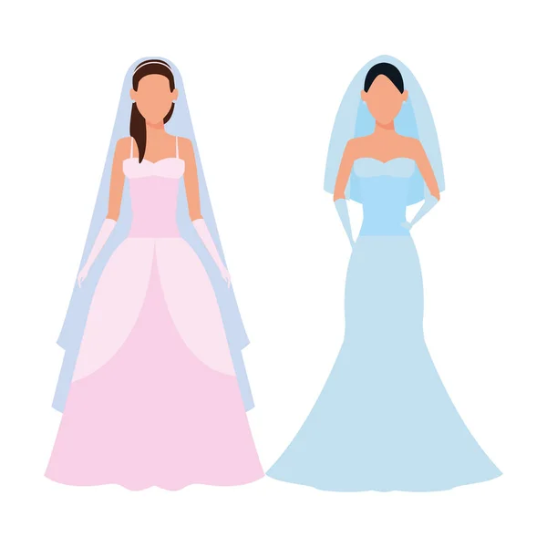 Mujeres que usan vestido de novia — Archivo Imágenes Vectoriales