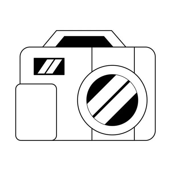 Símbolo de cámara fotográfica aislado en blanco y negro — Vector de stock