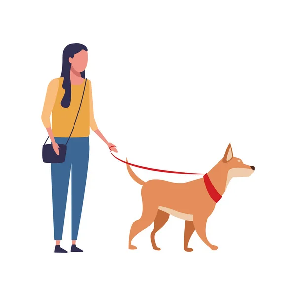 女人和狗 — 图库矢量图片