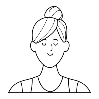 kadın portre avatar çizgi film karakteri siyah beyaz