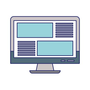 Masa bilgisayar internette yalıtılmış mavi çizgiler tarama