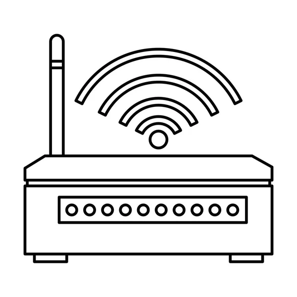 Roteador de internet Wi-Fi em preto e branco — Vetor de Stock