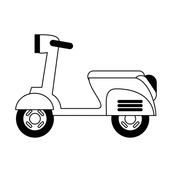 Vehículo de motocicleta aislado en blanco y negro — Vector de stock