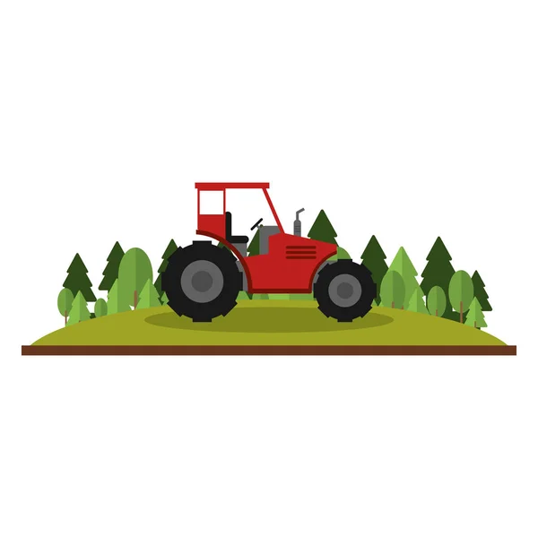 Tracteur agricole dans les paysages naturels — Image vectorielle