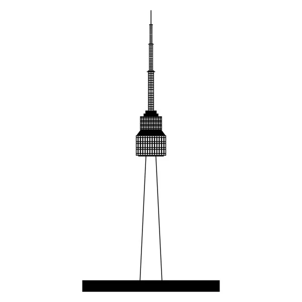 N Seoul Tower Icon Cartoon i svart och vitt — Stock vektor