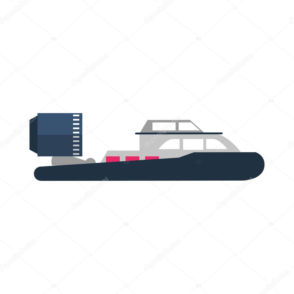Hovercraft sport boat sideview isolated