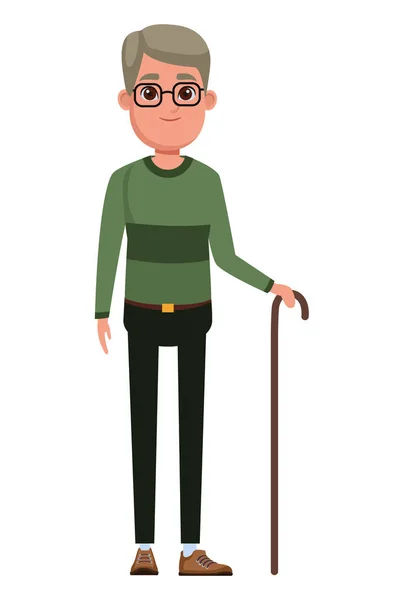 Old man avatar cartoon character — Stock Vector