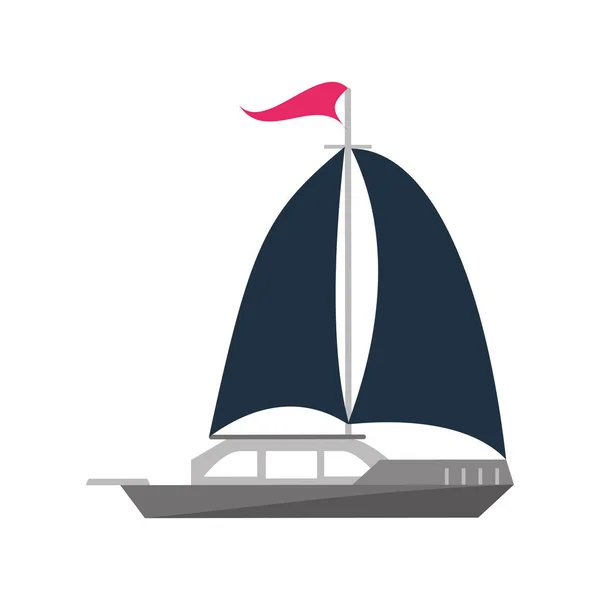 Voilier bateau vue de côté dessin animé isolé — Image vectorielle