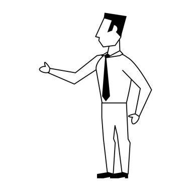 siyah beyaz iş adamı avatar simgesi karikatür