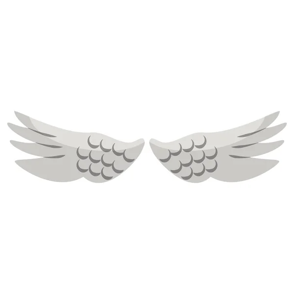 Symbol kreskówka ptak na białym tle skrzydła — Wektor stockowy