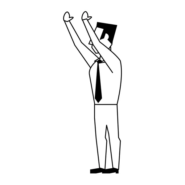 Homme d'affaires avatar icône dessin animé en noir et blanc — Image vectorielle