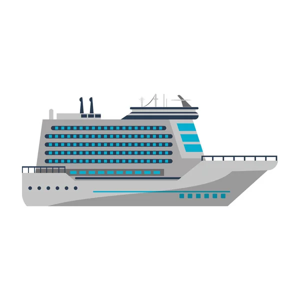 Cruise ship boat sideview isolated — Stock Vector